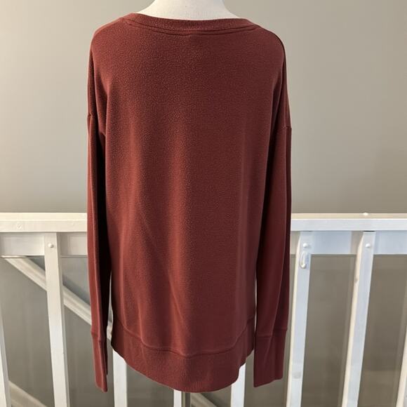 Athleta Coaster Luxe Pullover Sweatshirt Oversized Size XS Color: Maroon Red - Picture 5 of 9